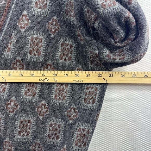 Vintage Julien Seoul Knit Cardigan Geometric Grey Retro Sweater Size M - Picture 6 of 8